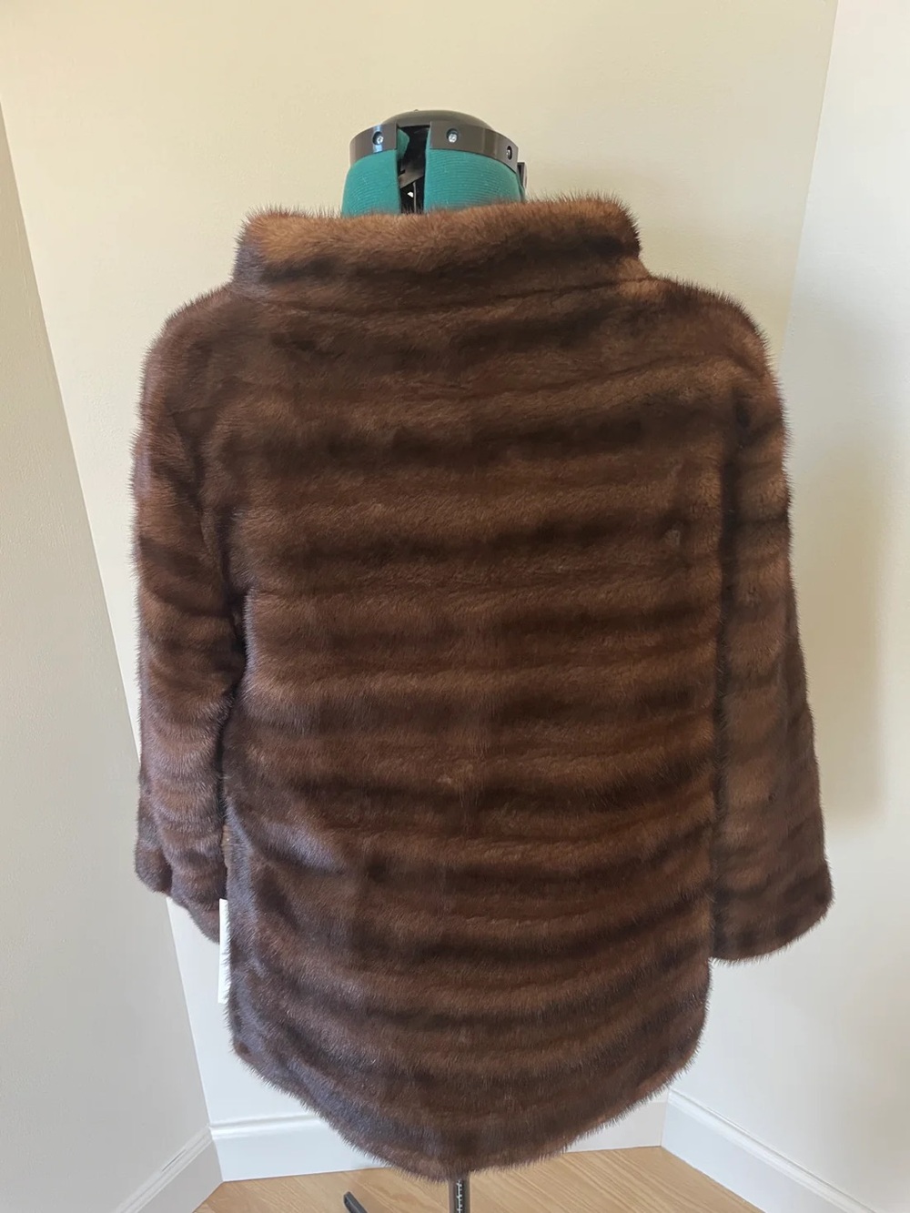 Vintage Anne Dee Goldin Brown Mink Fur Pullover Jacket | Funnel Neck Size M/L - Picture 12 of 13